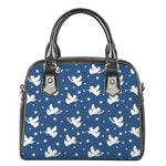 Blue And White Angel Pattern Print Shoulder Handbag