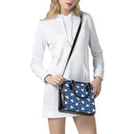 Blue And White Angel Pattern Print Shoulder Handbag