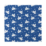 Blue And White Angel Pattern Print Silk Bandana