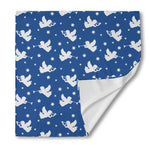 Blue And White Angel Pattern Print Silk Bandana
