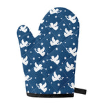 Blue And White Angel Pattern Print Single Oven Mitt