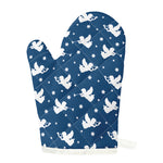 Blue And White Angel Pattern Print Single Oven Mitt