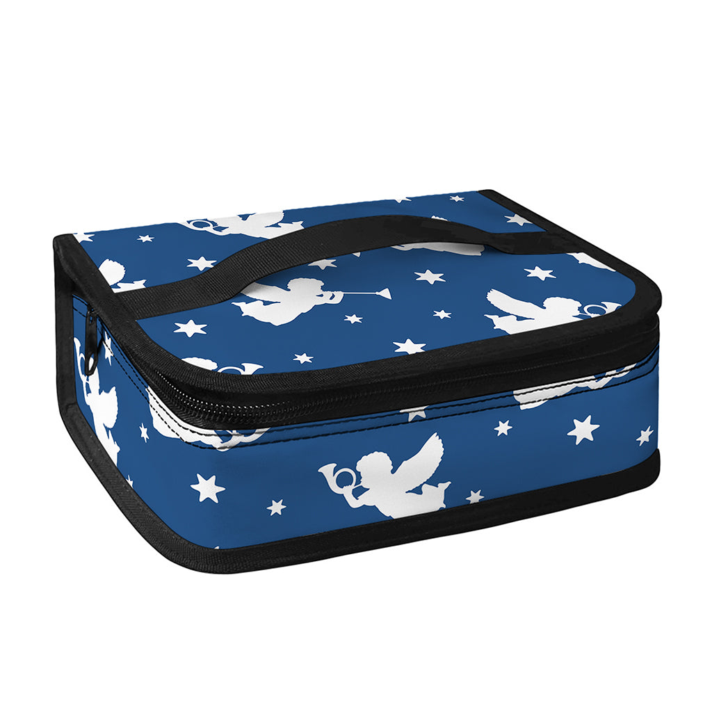 Blue And White Angel Pattern Print Small Lunch Bag