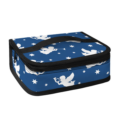 Blue And White Angel Pattern Print Small Lunch Bag