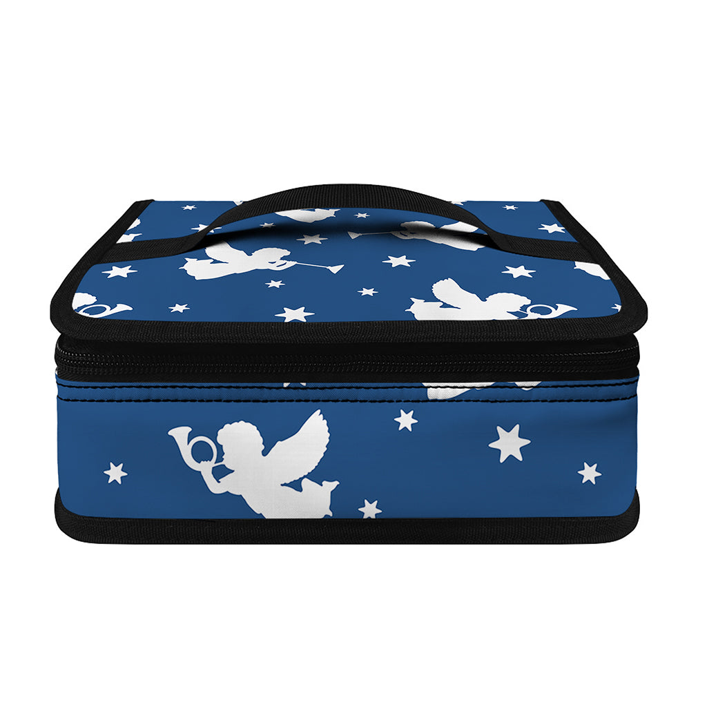 Blue And White Angel Pattern Print Small Lunch Bag