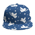 Blue And White Angel Pattern Print Snapback Cap