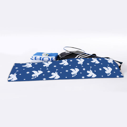 Blue And White Angel Pattern Print Sports Towel
