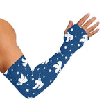 Blue And White Angel Pattern Print Sun Protection Arm Sleeves