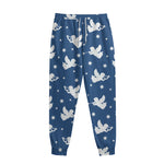 Blue And White Angel Pattern Print Sweatpants