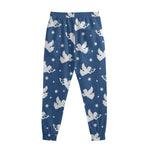 Blue And White Angel Pattern Print Sweatpants