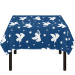 Blue And White Angel Pattern Print Tablecloth
