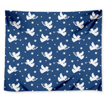 Blue And White Angel Pattern Print Tapestry
