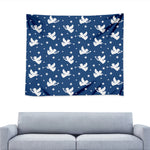 Blue And White Angel Pattern Print Tapestry