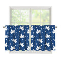 Blue And White Angel Pattern Print Tier Curtains