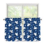 Blue And White Angel Pattern Print Tier Curtains