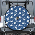 Blue And White Angel Pattern Print Tire Cover With Camera Hole