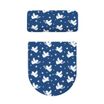 Blue And White Angel Pattern Print Toilet Lid And Tank Cover Set