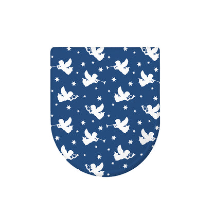 Blue And White Angel Pattern Print Toilet Lid Cover