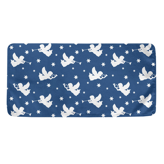 Blue And White Angel Pattern Print Towel