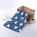 Blue And White Angel Pattern Print Towel