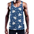 Blue And White Angel Pattern Print Men's Workout Tank Top