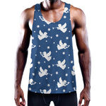 Blue And White Angel Pattern Print Training Tank Top