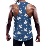 Blue And White Angel Pattern Print Training Tank Top