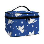 Blue And White Angel Pattern Print Travel Makeup Bag