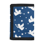 Blue And White Angel Pattern Print Trifold Wallet