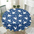 Blue And White Angel Pattern Print Waterproof Round Tablecloth