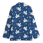 Blue And White Angel Pattern Print Women's Blazer