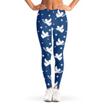 Blue And White Angel Pattern Print Women's Leggings