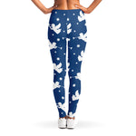 Blue And White Angel Pattern Print Women's Leggings