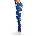 Blue And White Angel Pattern Print Women's Leggings