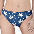 Blue And White Angel Pattern Print Women's Thong