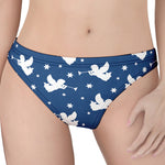Blue And White Angel Pattern Print Women's Thong