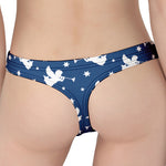 Blue And White Angel Pattern Print Women's Thong