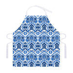 Blue And White Aztec Pattern Print Adjustable Apron