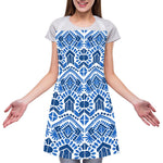 Blue And White Aztec Pattern Print Adjustable Apron