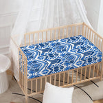 Blue And White Aztec Pattern Print Baby Crib Sheet
