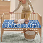 Blue And White Aztec Pattern Print Baby Crib Sheet