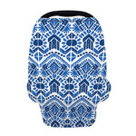 Blue And White Aztec Pattern Print Baby Seat Cover