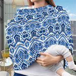 Blue And White Aztec Pattern Print Baby Seat Cover