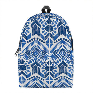 Blue And White Aztec Pattern Print Backpack
