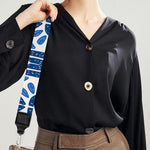 Blue And White Aztec Pattern Print Bag Strap