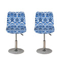 Blue And White Aztec Pattern Print Bar Stool Covers