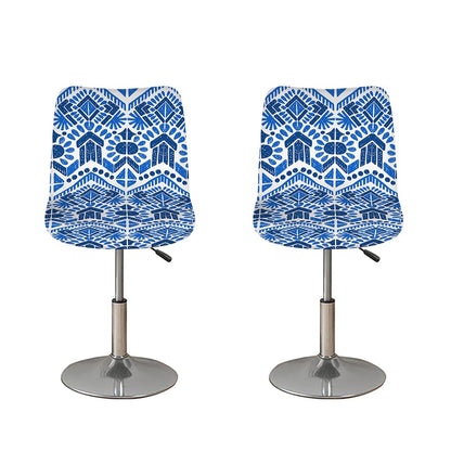Blue And White Aztec Pattern Print Bar Stool Covers