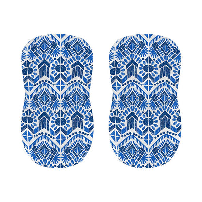 Blue And White Aztec Pattern Print Bar Stool Covers