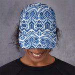 Blue And White Aztec Pattern Print Baseball Cap