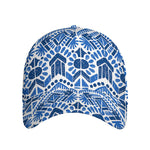 Blue And White Aztec Pattern Print Baseball Cap
